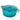 Teal cast iron Dutch oven with lid.