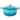 Light blue Dutch oven casserole pot with lid.