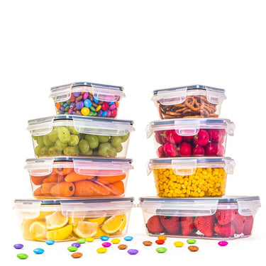 Storage for food containers. 8 piece containers with lids.