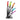 Colour coded kitchen knife set with block. Knife set includes utility knife, slicing knife, chef's knife, bread knife and paring knife.