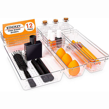 Stackzy 12 piece clear drawer organiser