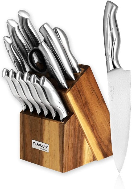 Kitchen Knife Block Set Copper 5 Piece Set with Knives Clear Acrylic Block  Stainless Steel Blades - by Nuovva