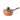 Copper saucepan with glass lid and wooden handle 