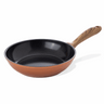 Copper frying pan with wooden handle