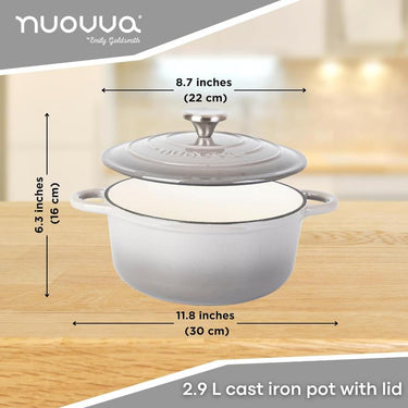 2.9L grey cast iron pot with lid