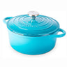 Light Blue cast iron casserole pot with lid