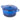 Dark blue cast iron with lid.