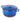 Dark blue cast iron with lid.