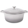 Grey cast iron cookware with lid. Dutch oven. 