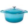 Light blue Dutch oven casserole pot with lid. 