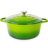 Light green casserole pot with lid. Cast iron Dutch oven