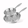 2pcs stainless steel frying pan set includes 20cm frying pan & 28cm frying pan.