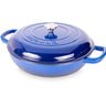 shallow cast iron casserole dish with lid