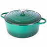 Green cast iron casserole pot with lid