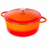 Orange cast iron pot with lid