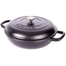 Cast iron casserole pot with lid, Shallow cookware for oven safe cooking. 