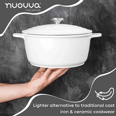 Lightweight aluminium casserole pot with lid. Dutch oven for oven safe cooking. 