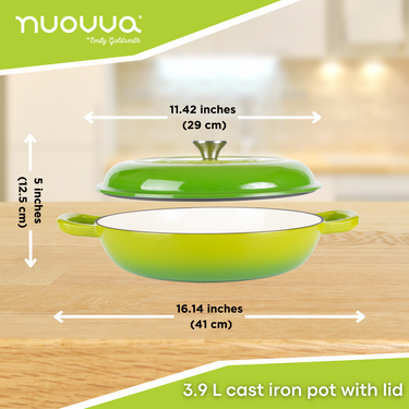 3.9L cast iron pot with lid. Casserole dish for oven safe cooking. 