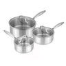 6pcs stainless steel cookware set of saucepans with glass lids. 