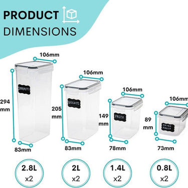 Airtight storage containers for home organisation. 
