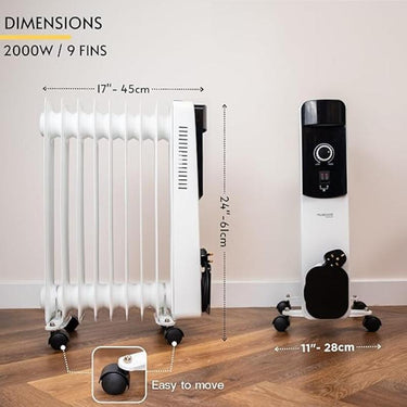 2000W portable heater radiator with wheels