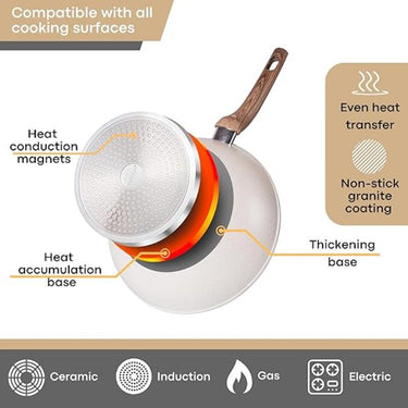 Induction wok pan with lid and handle