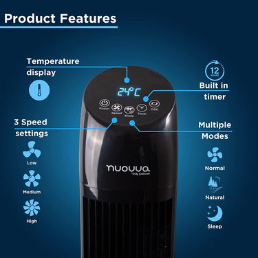 Oscillating cooling fan with built in timer and modes