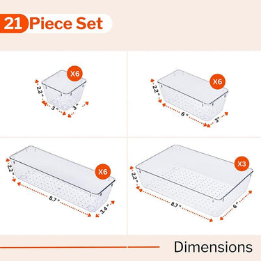 21 piece clear organisation set
