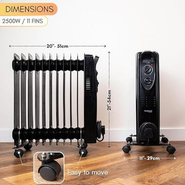 2500W electric radiator with wheels