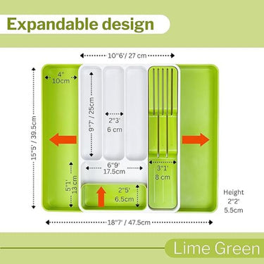 Expandable cutlery organiser with knife holder. 18 inch cutlery storage. 