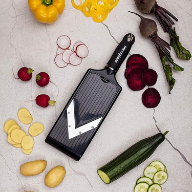 Microplane Adjustable V- Blade Mandolin Slicer with Hand Guard