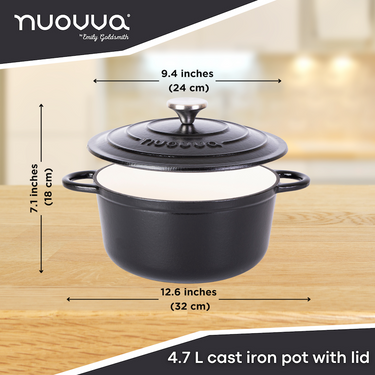 4.7L cast iron pot with lid. Black Cast iron Dutch oven. 