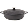 Shallow black casserole pot with lid 