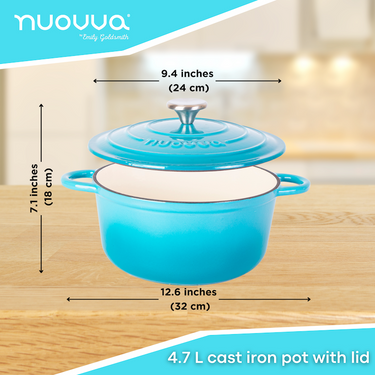 4.7L cast iron pot with lid. Cast iron Dutch oven for oven cookware. 