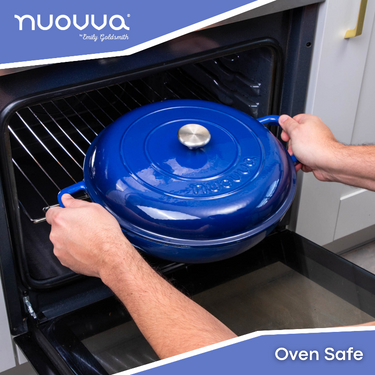 Nuovva cast iron casserole dish. Oven safe Dutch oven cookware. 