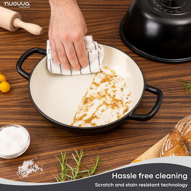 Nuovva easy clean cookware with scratch and stain resistant technology