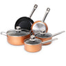 8pcs Copper cookware set including pots and pans with glass lids and metal handles