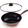 Copper wok with glass lid