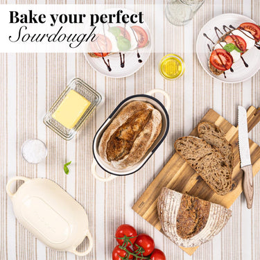 Bake your perfect sourdough at home with the nuovva cream cast iron bread loaf pan with lid