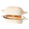 Cream cast iron bread loaf pan with lid for easy bread baking at home