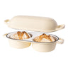 Nuovva cream cast iron Dutch oven double loaf pan for home baked bread. 