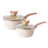 2 pack cream saucepan set with glass lids