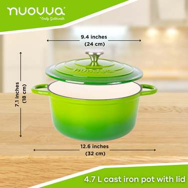 4.7L cast iron pot with lid. Induction cookware. 