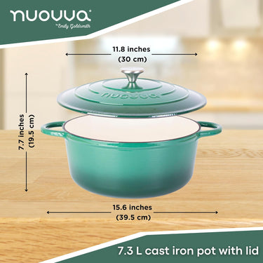 Green 7.3L cast iron pot with lid