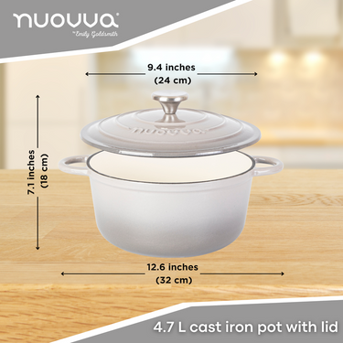4.7L cast iron pot with lid. Cast iron Dutch oven. 