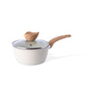 Cream saucepan with glass lid