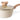 Cream saucepan with lid and wooden handle