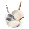 Set of 3 cream frying pan for induction hob
