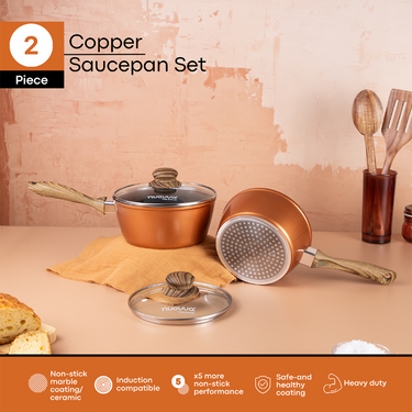 2 piece copper induction saucepan set