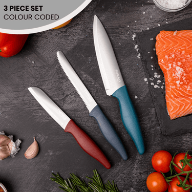 3 piece colour coded kitchen knife set